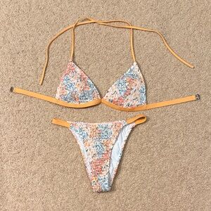 Cute Floral Ruched Bikini Set
